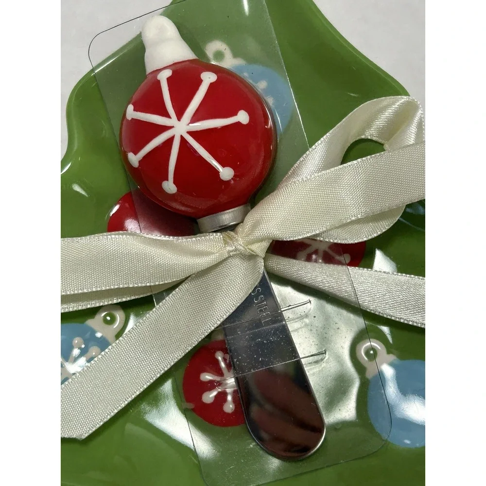 Hallmark‎ Christmas Tree snack plate with knife 7